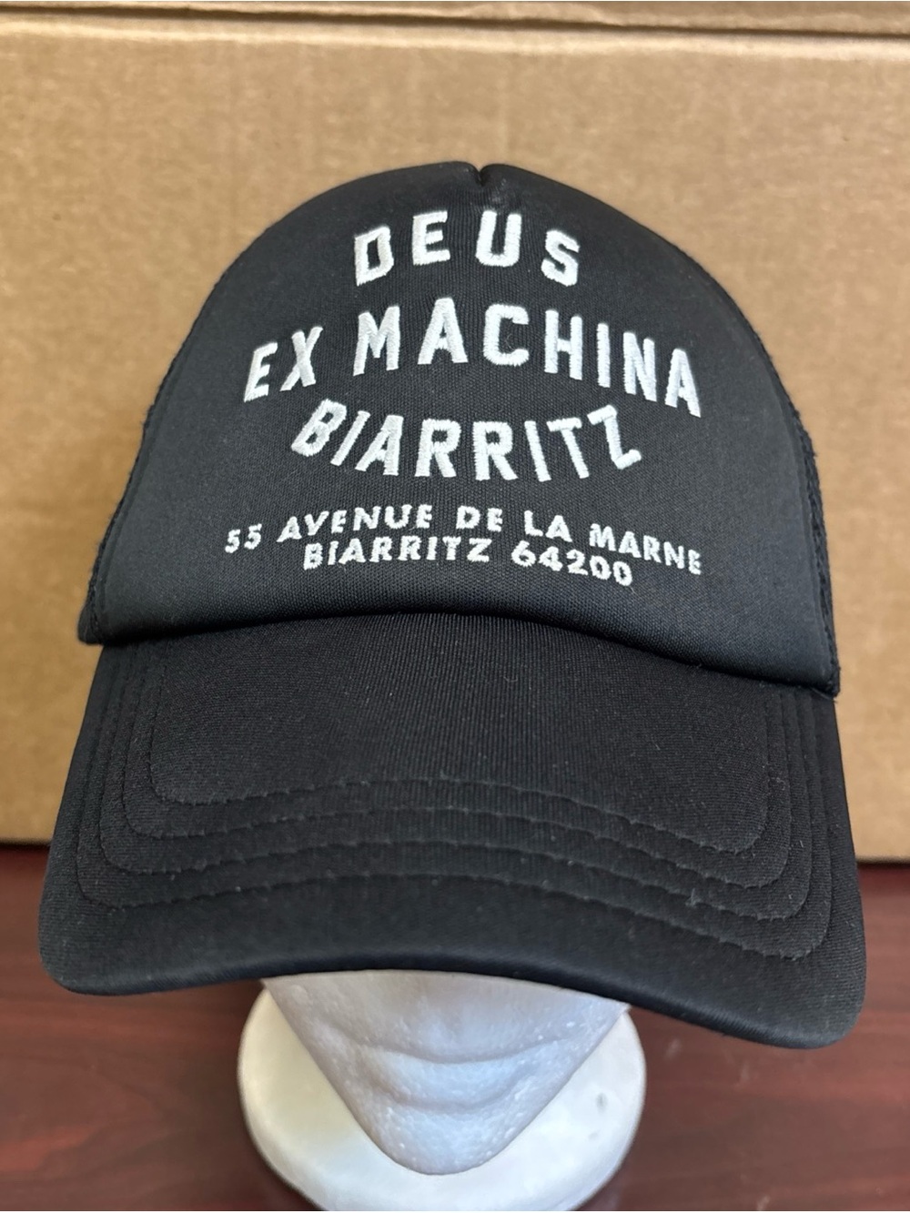 Deus Ex Machina Motorcycle Co Biarritz Address Trucker Hat Cap Black SnapBack